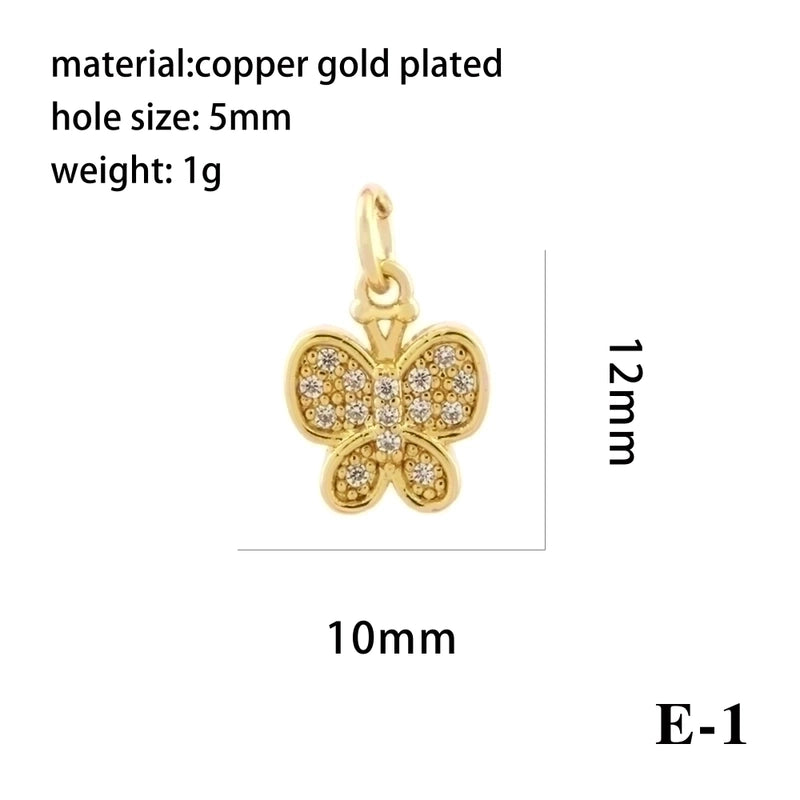 Elegant Minimalist Bee Dragonfly Butterfly Copper Plating Inlay Zircon 18k Gold Plated Charms