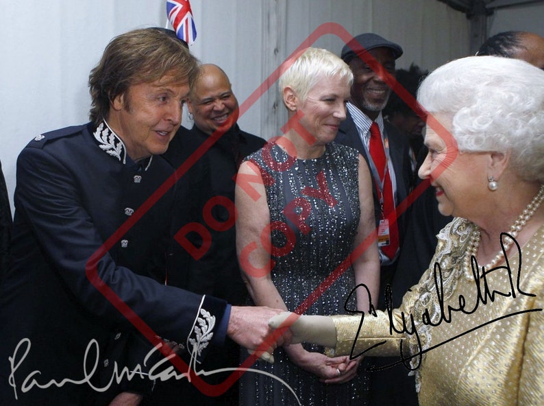 Queen Elizabeth Paul McCartney 8.5x11 Autographed Signed Reprint Photo Poster painting