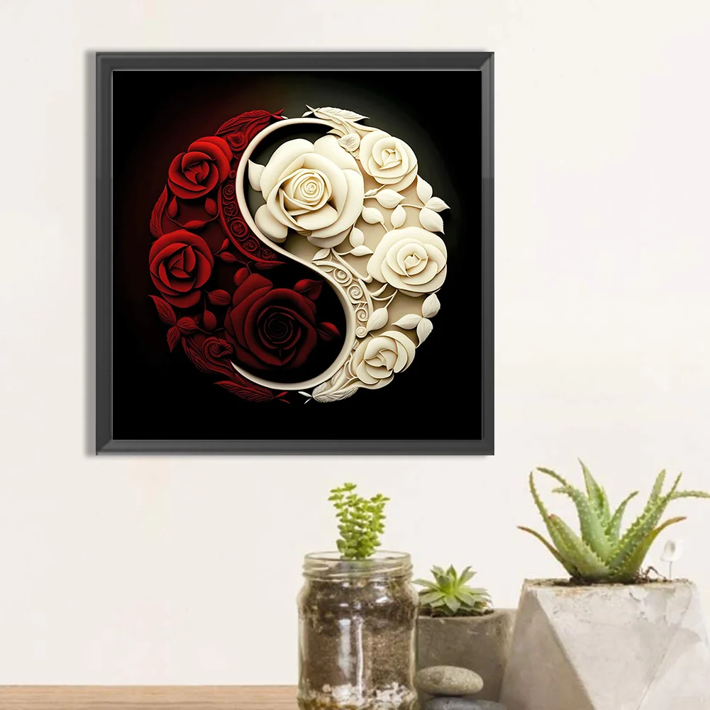 Diamond Painting - Full Round Drill - Yin Yang Flower(30*30cm)