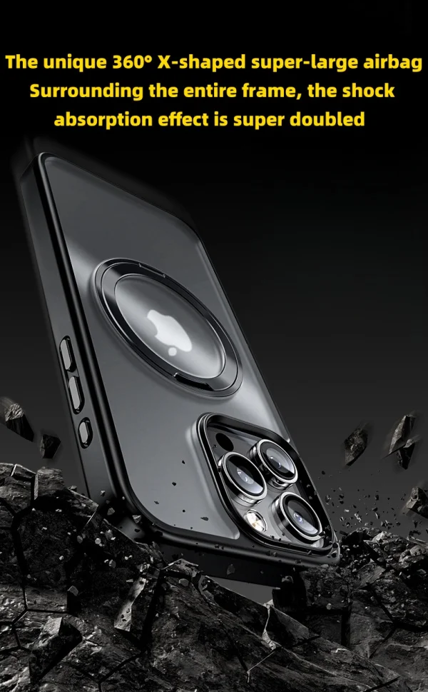 Apple 16 Mobile Phone Case Rotating Bracket 360 Degree Frosted Skin Feel