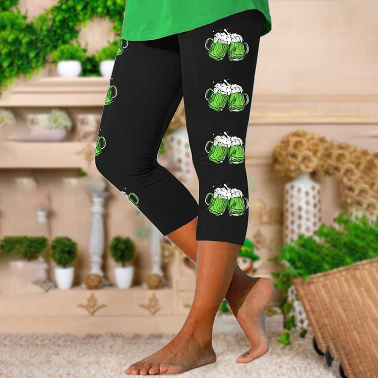 Comstylish Women's St. Patrick's Day Cheers Cropped Leggings