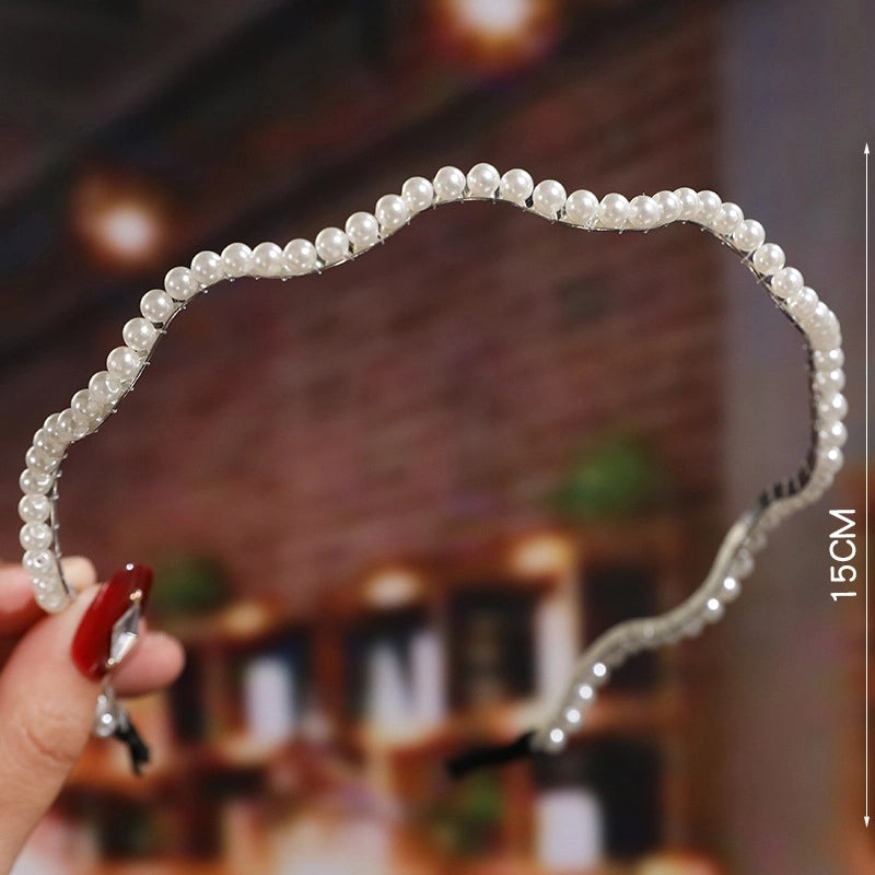 Women’s Fashion Waves Alloy Inlay Artificial Pearls Headwear