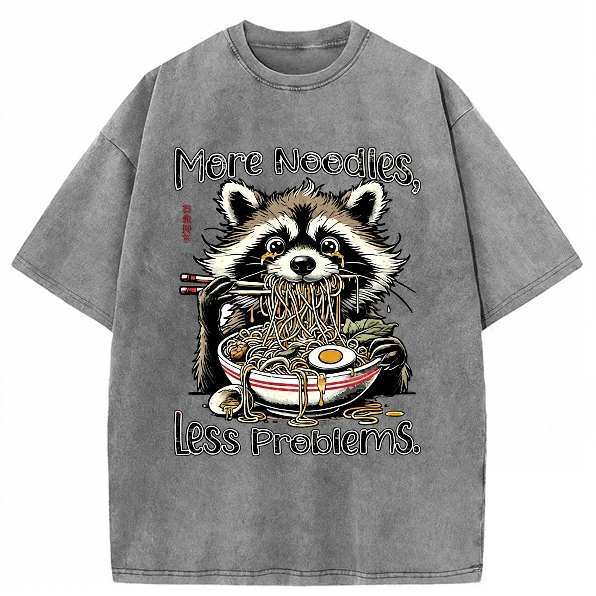 Raccoon Eating Delicious Ramen Washed T-shirt elevenforest