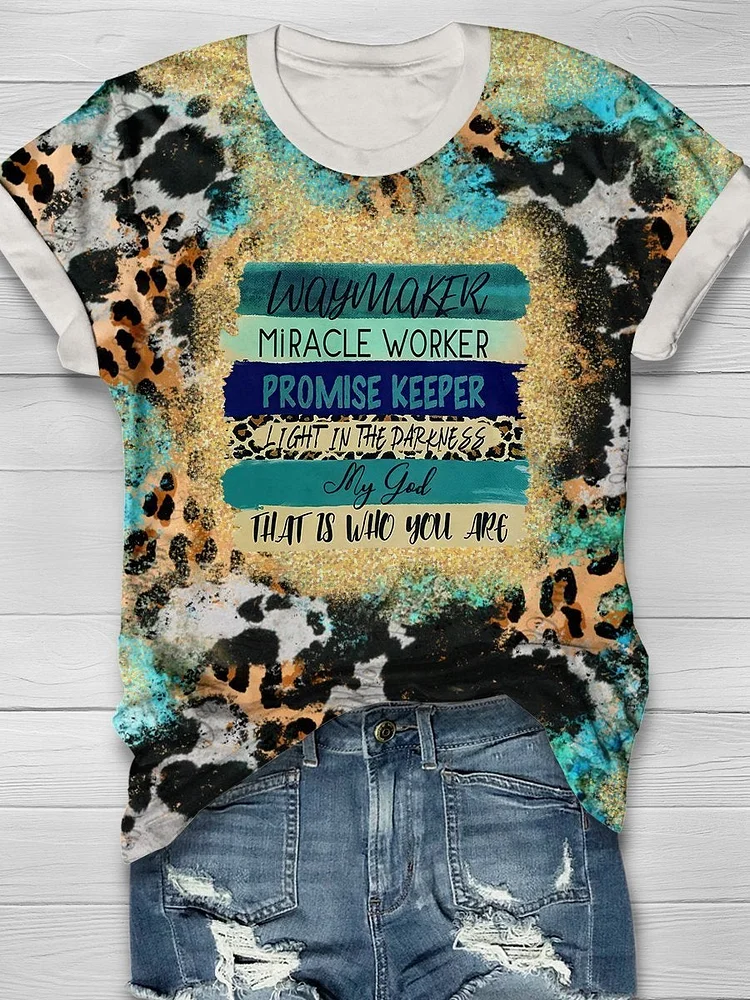 Way Maker Leopard Print Short Sleeve T-shirt