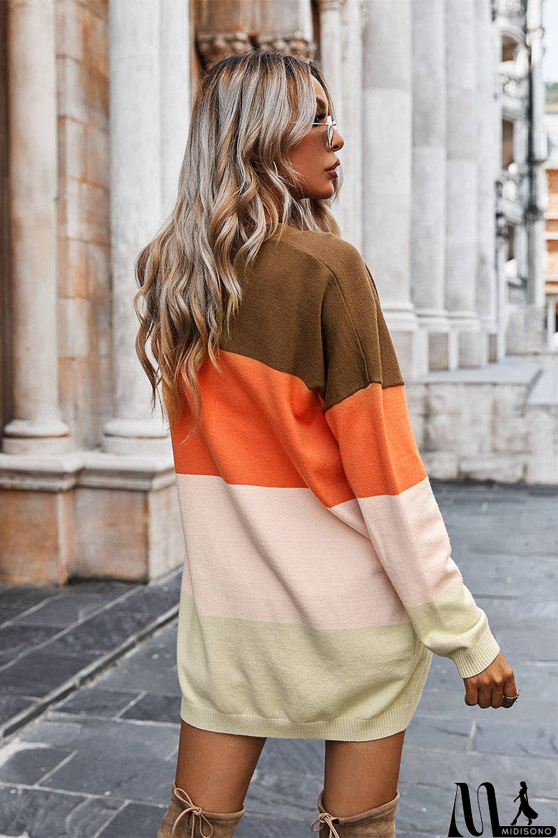 MidiSono - Color Block Open Front Cardigan