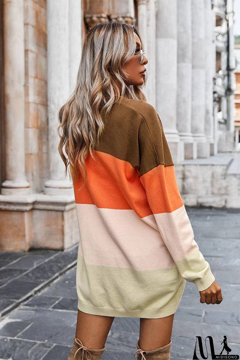 MidiSono - Color Block Open Front Cardigan