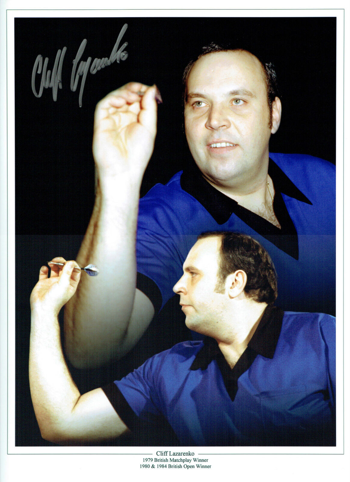 Cliff LAZARENKO Signed Autograph Darts 16x12 Montage Photo Poster painting AFTAL COA