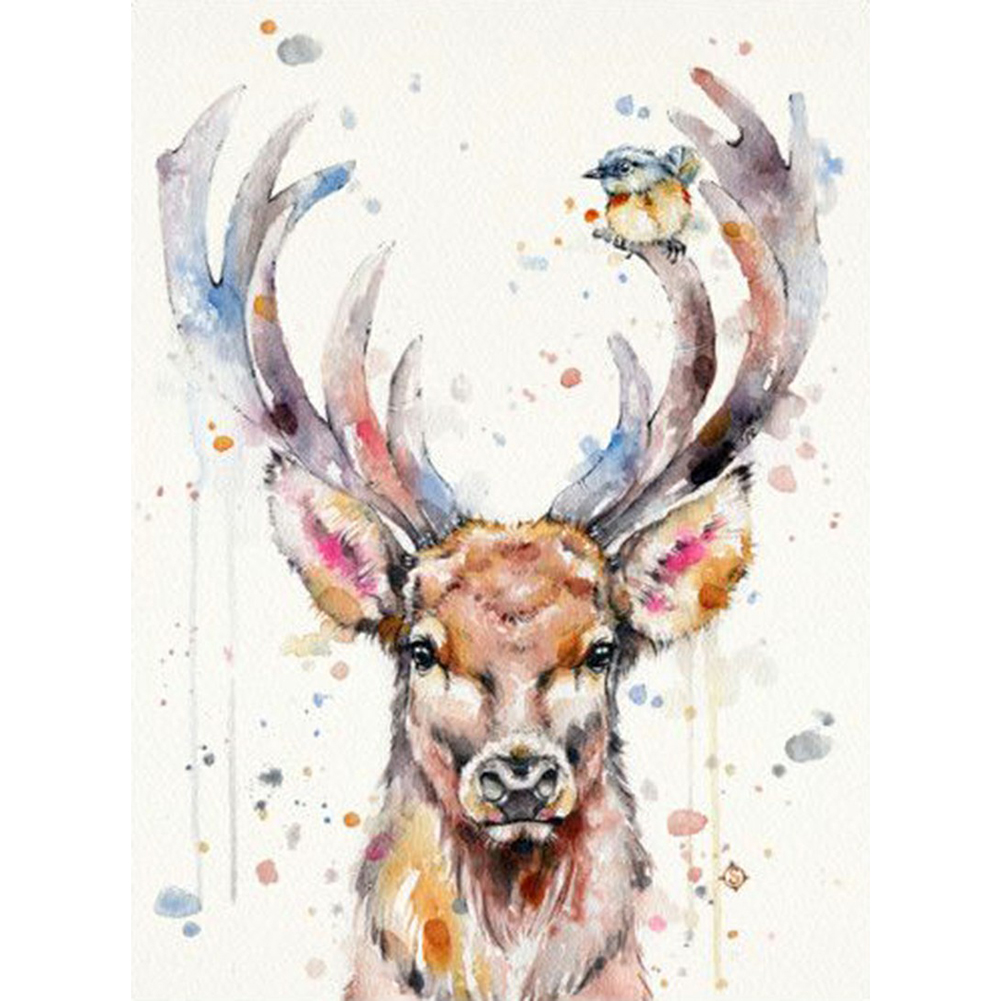 

30*40CM - Round Drill Diamond Painting - Color Flower Elk, 501 Original