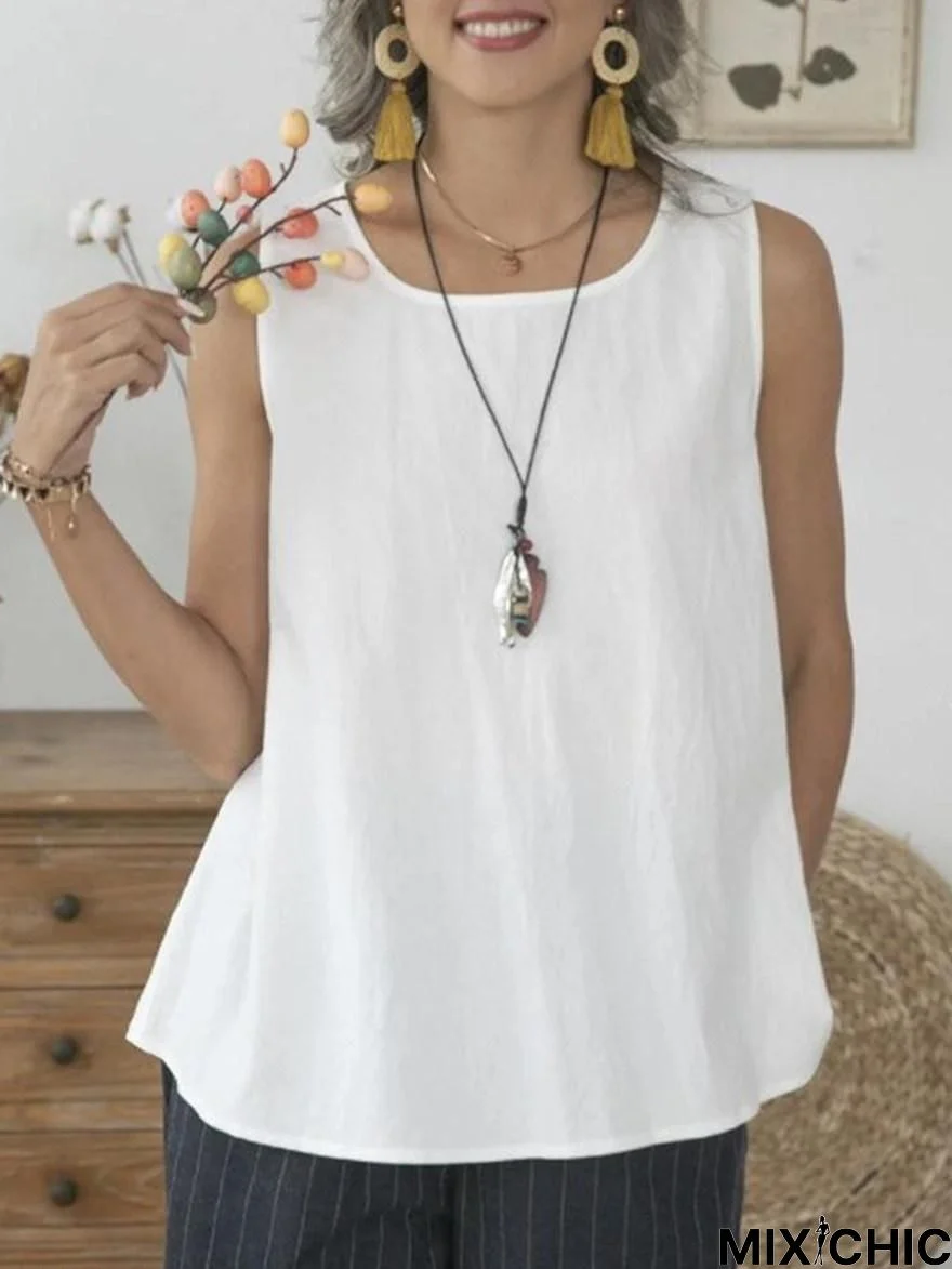Women's Casual Solid Color Sleeveless Shirt
