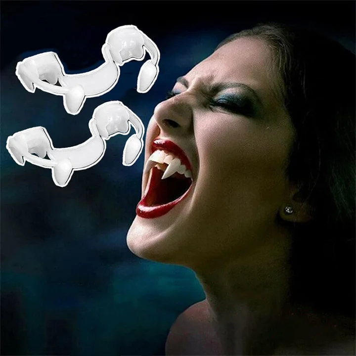 Automatic Retractable Vampire Fangs,Reusable Halloween Vampire Fangs Fake Teeth for Cosplay Carnival Role-Playing