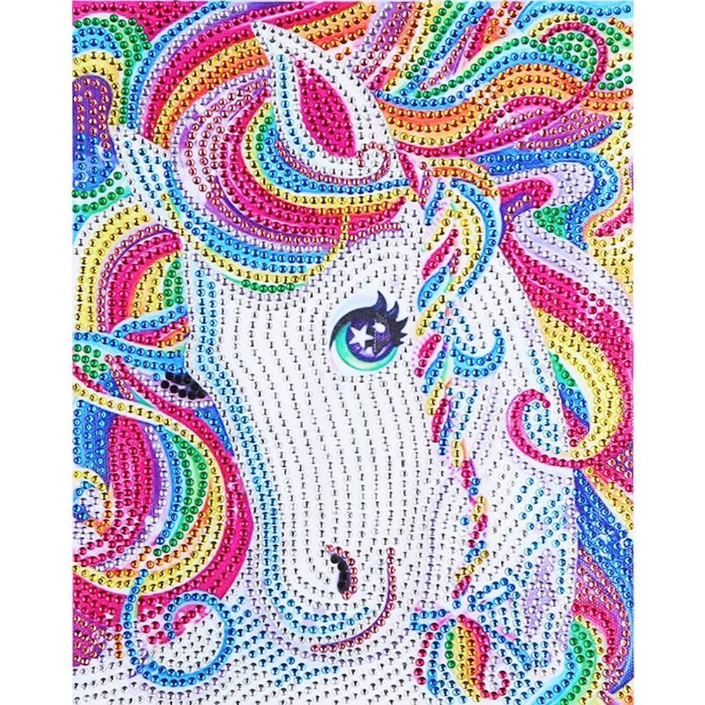 Partial Special Shaped Diamond Painting Rainbow Colors Horse