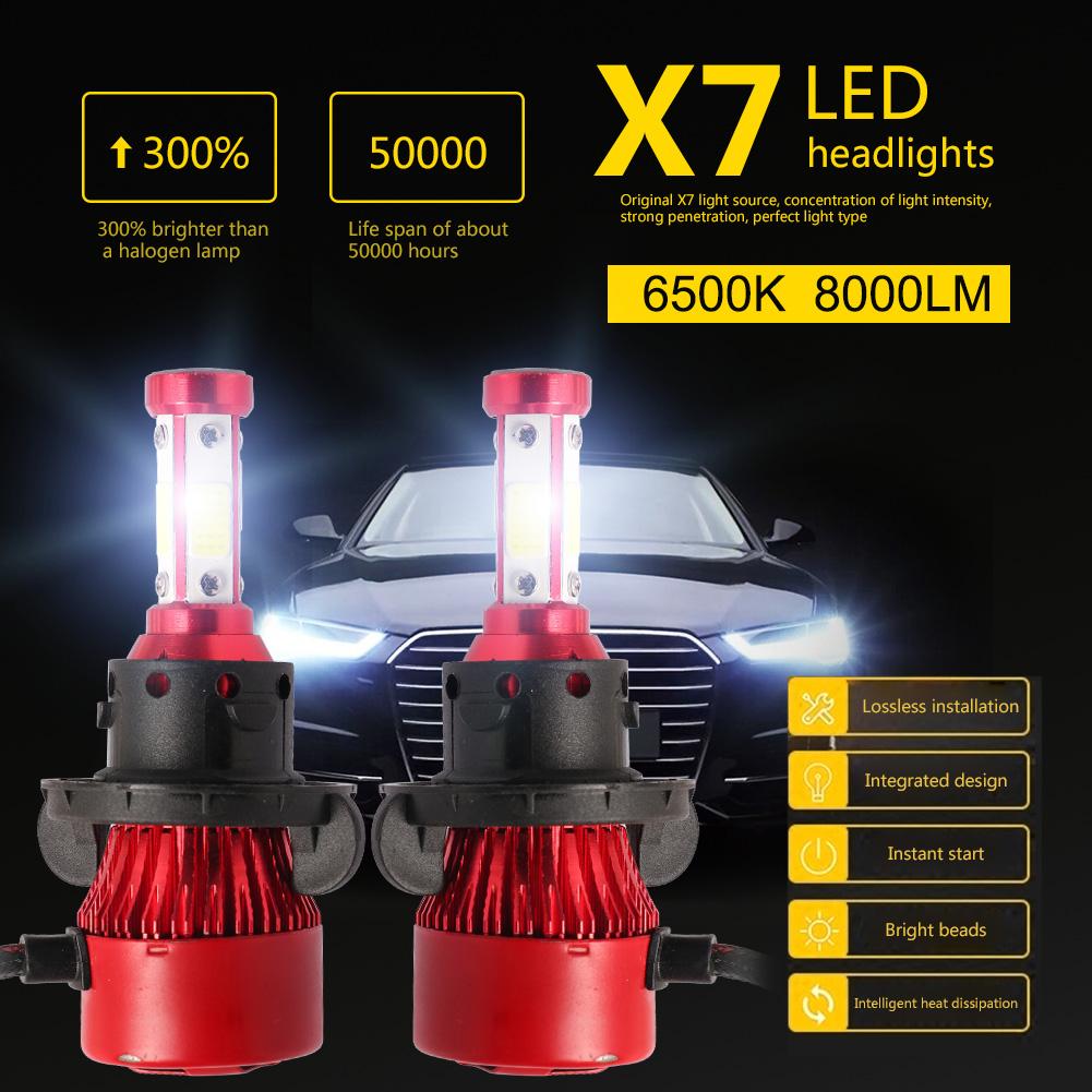 

DICN X7 Series COB LED Car Headlight Bulbs 8000LM 360 Beam Headlamps Red, 9005, 501 Original