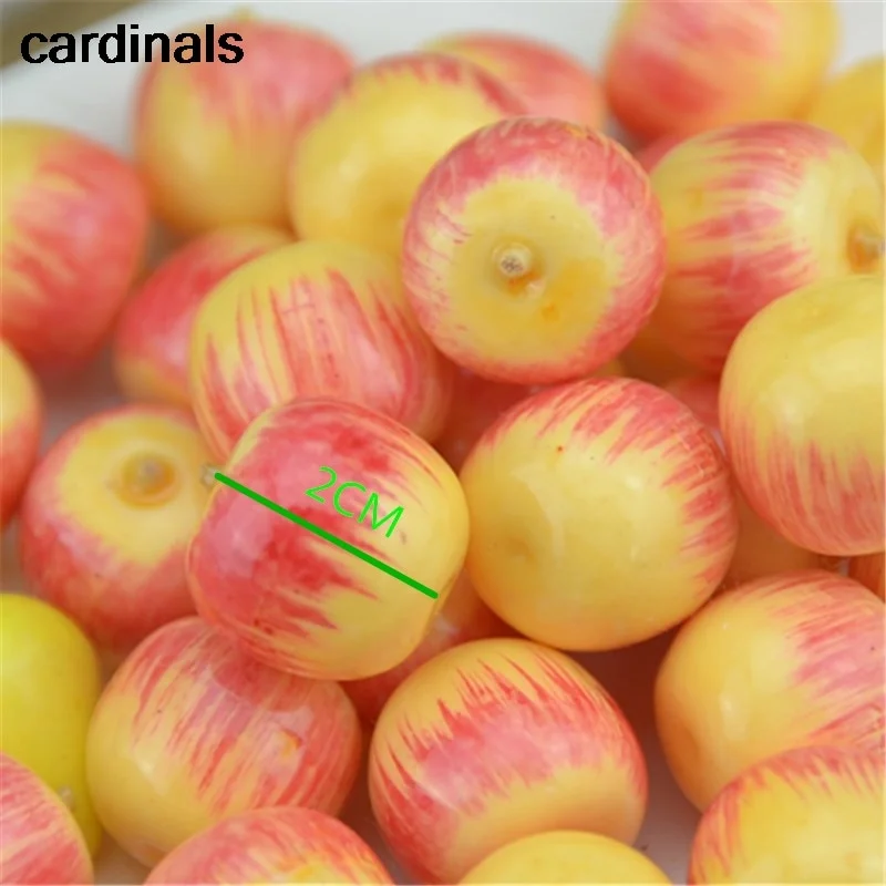 20pcs Small Berries Artificial Plastic Flower model Apple Stamen Pearlized Wedding simulation glass pomegranate Decoration