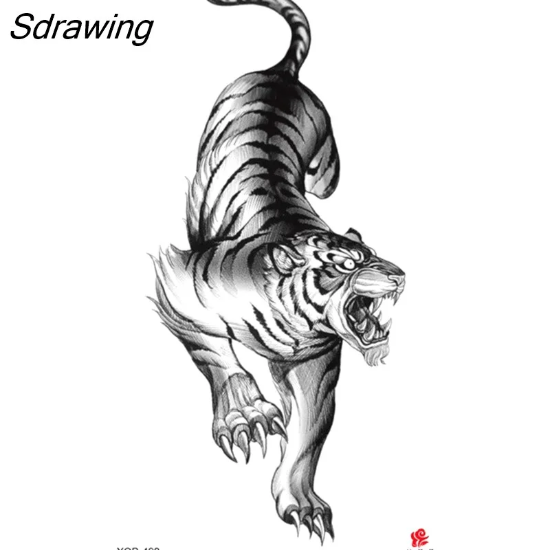 Sdrawing Waterproof Lasting Temporary Tattoo Flower Arm Tattoo Stickers Dark Hot Girl Snake Tiger Lion Fake Tattoo for Women Gifts 328-0