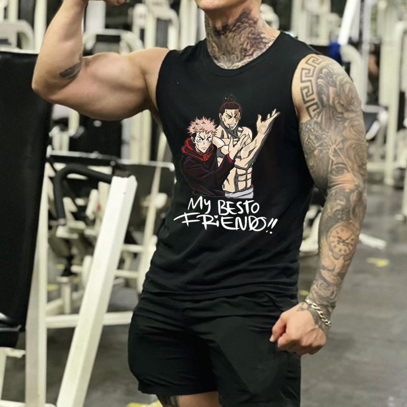 Men's Anime My Best Friend Printed Fitness Tank Top