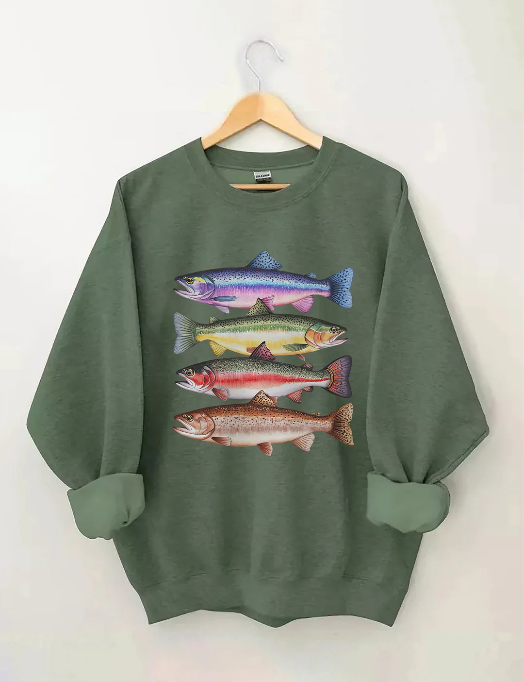 Abstract Colorful Trout In A Row Sweatshirt