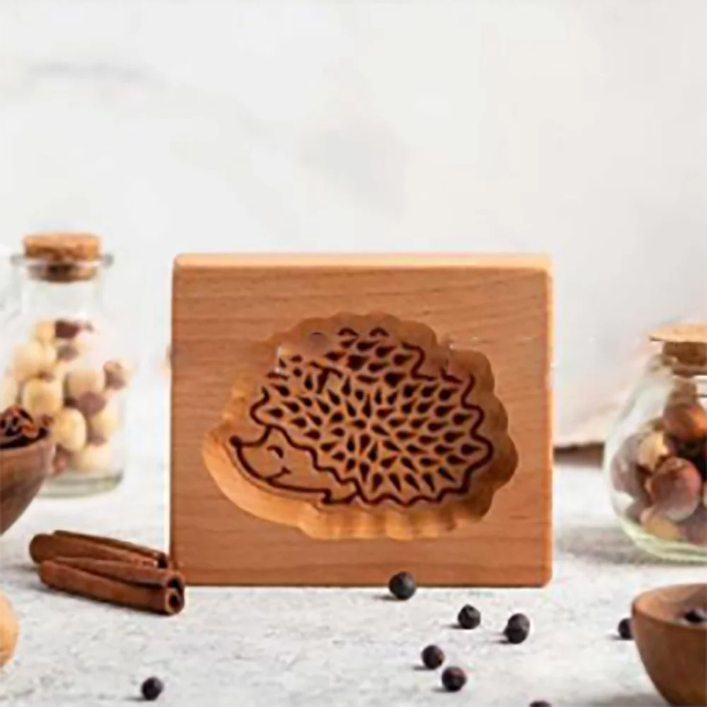 Purexcellent&trade; Smiley hedgehog cat household wooden biscuit mold