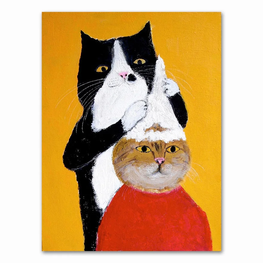 Cartoon Cat Posters And Prints Canvas Oil Painting Wall Art Pictures For Living Room Kid's Bedroom Nursery Cuadros Home Decor
