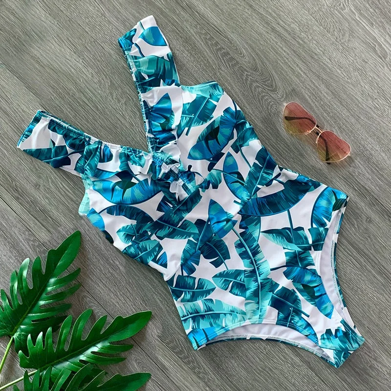 One Piece Swimsuits 2020 Sexy Strip Print Swimwear Women Swimsuit Push Up Bathing Suits Beach Wear Swim Halter Backless Monokini