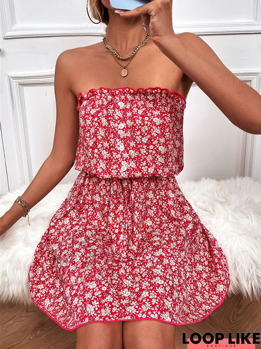 New Hot Selling Sexy Tube Top Floral Dress