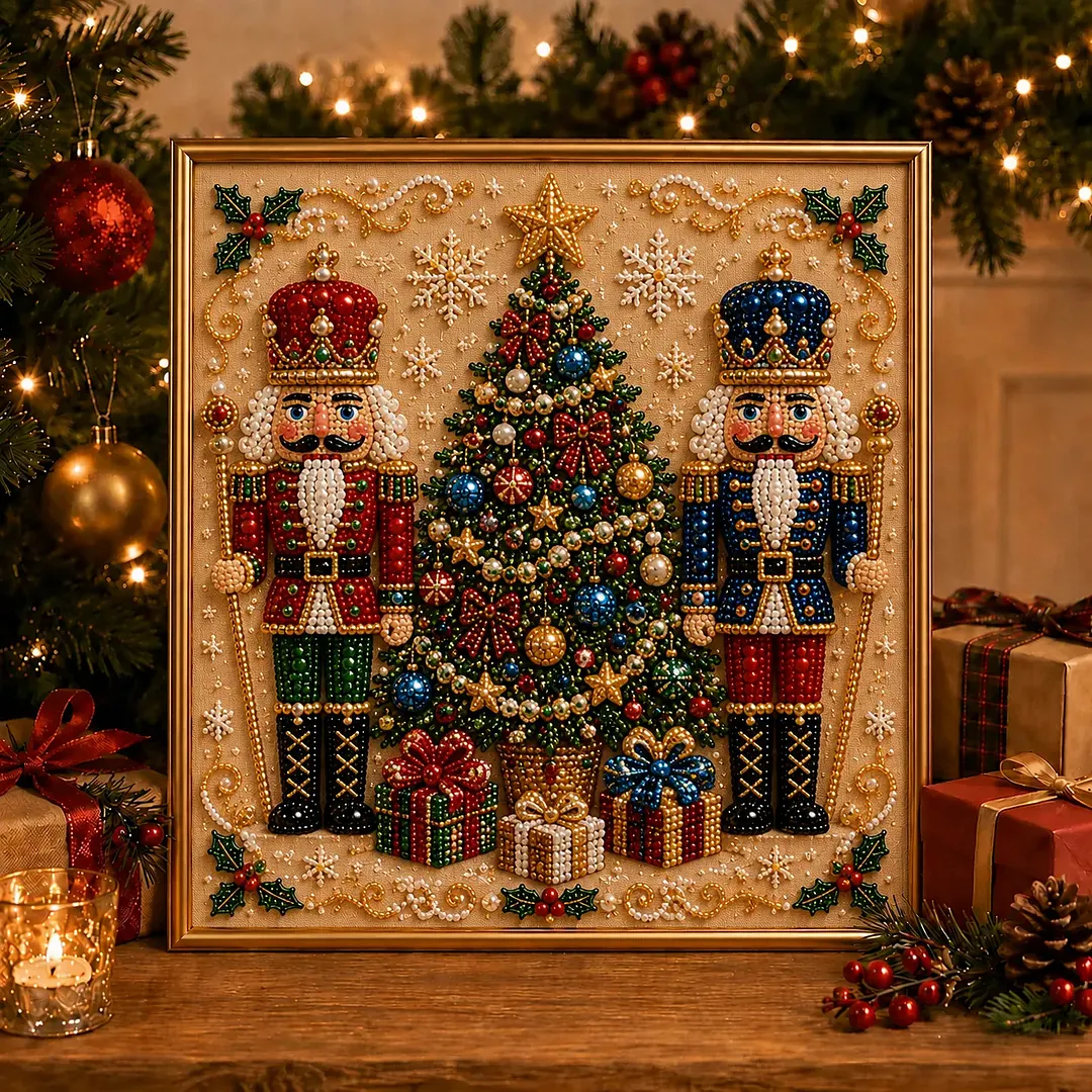 LSAT DAY 75% OFF 🎄🎅 Premium 3D Pearl Christmas Wall Art Kit | Luxury Flocked Canvas with Scratch-Resistant Non-Fading Pearl Beads DIY Holiday Decor ⛄️❄️