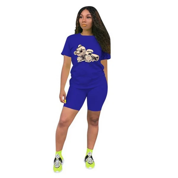 Women Casual Two Piece Set Short Sleeve Pants Outfits Sports Gym Tracksuits