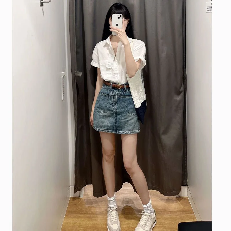 Uveng Uveng Kong Style Loose Top Women 2024 Summer New French Chic Design Sense Small High-Grade White Shirt