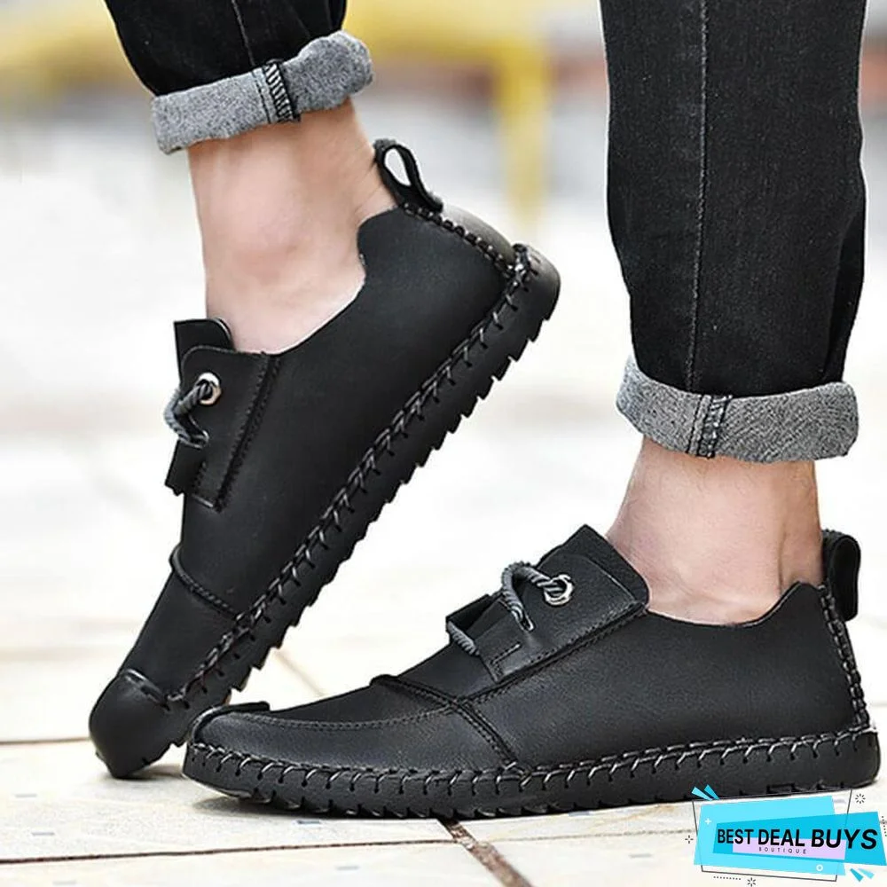 Men's Fashion Business Spliced Laced Casual Leather Shoes