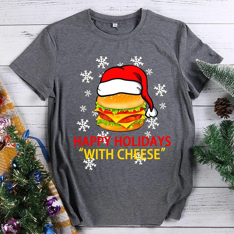 Happy Holidays With Cheese  T-Shirt Tee -611862-Annaletters