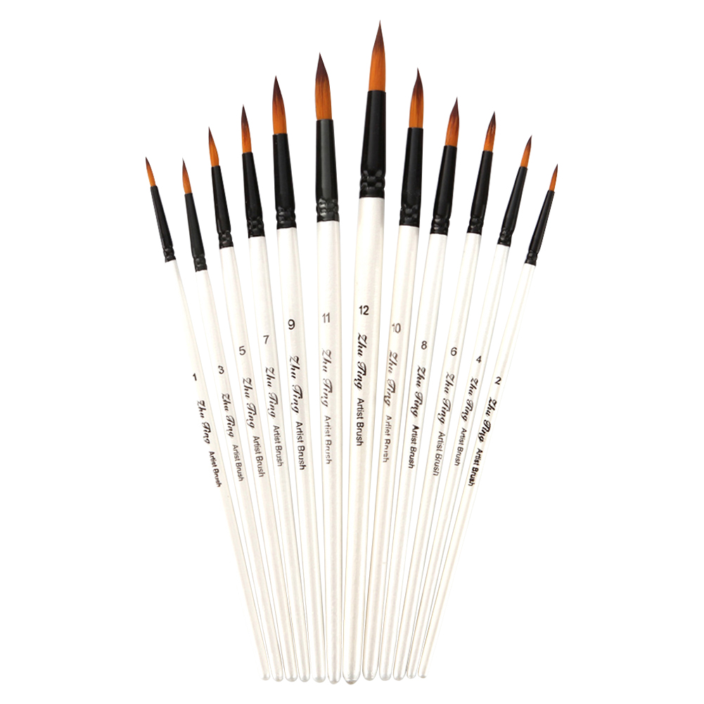 12pcs/set Watercolor Paint Brush Pen Set Nylon Hair Wooden Handle for Artists
