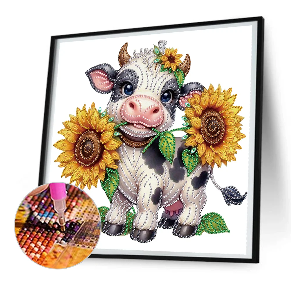 Diamond Painting - Partial Special Shaped Drill - Flower Cow(Canvas|30*30cm)