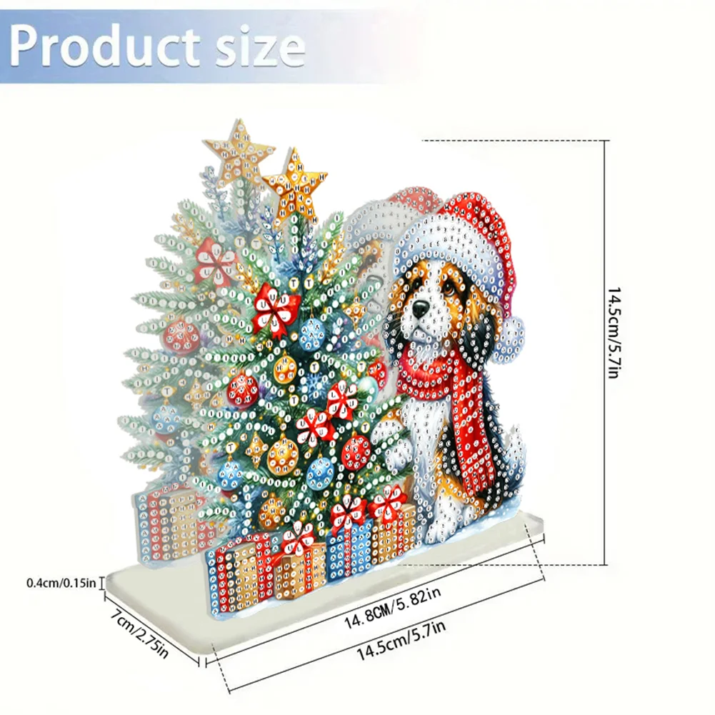 DIY Acrylic Christmas Tree Dog Double Sided Diamond Painting Paper Towel Holder