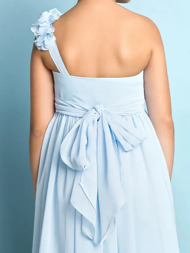 A-line Sleeveless Halter Chiffon Junior Bridesmaid Dress Lime Green main image 0