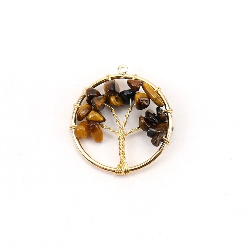 Minimalist Lucky Tree Natural Stone Agate Pendants