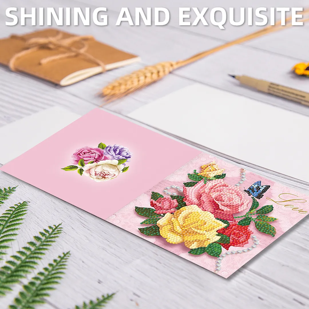 8PCS Vase DIY Diamond Painting Greeting Card Kits with Envelopes Diamond Art Greeting Cards Diamond Art Cards Kits for Adults DIY Crafts Family Friend Gifts