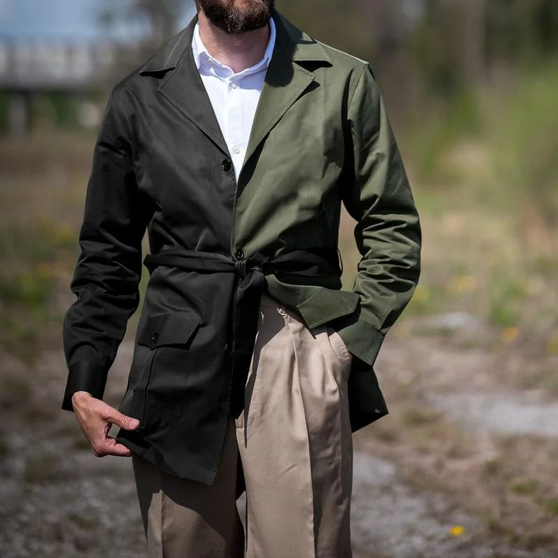 Men's windbreaker mid-length trench coat