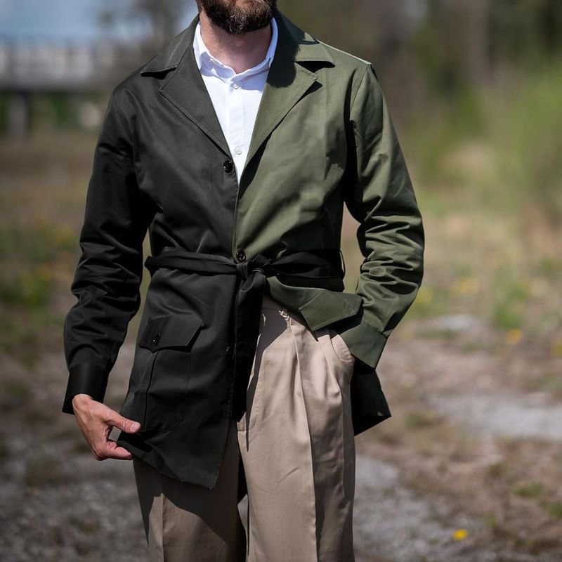 Men's windbreaker mid-length trench coat