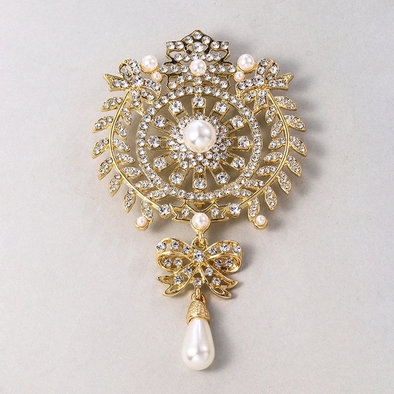 2 Pieces Fashion Pin Crown Alloy Rhinestones Women’S Brooches