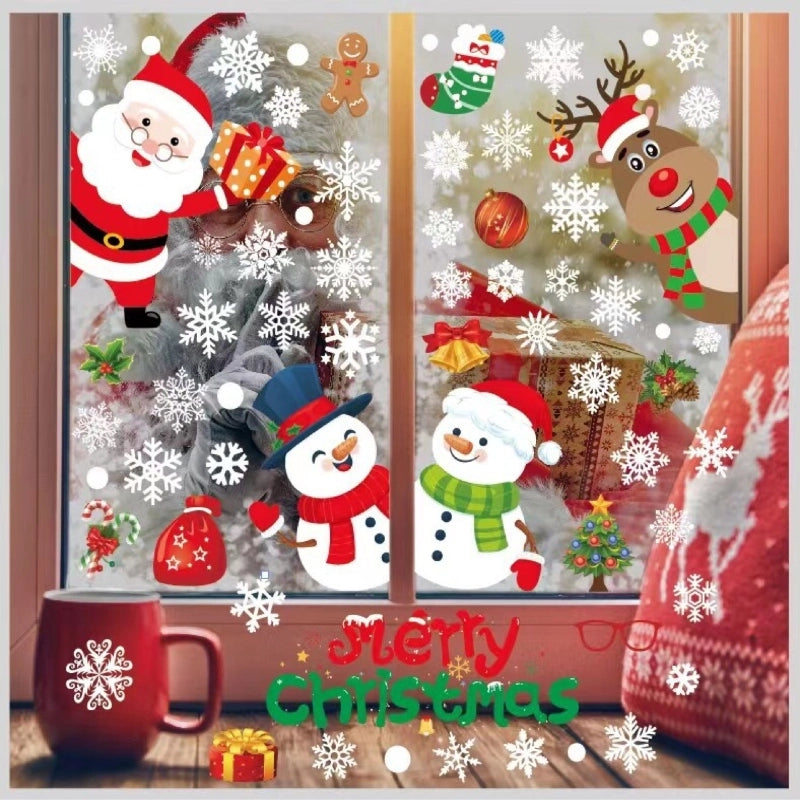 Christmas Cute Christmas Tree Santa Claus Letter PVC Daily Festival Car Window Stickers