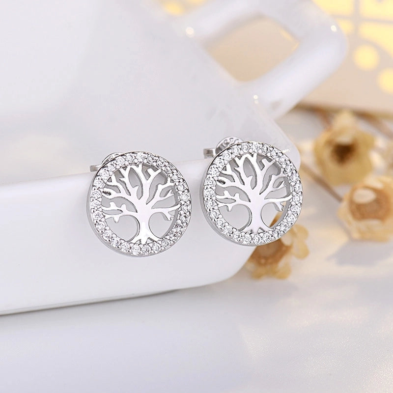 Tree Of Life S925 Sterling Silver Pin Earrings Women’s Fashion Temperament Earrings  Manufacturers