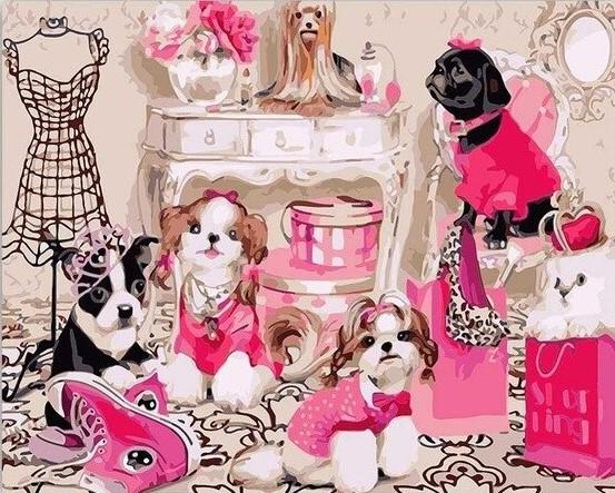 

Dogs in Pink Dress – Paint By Numbers - 40*50CM, 501 Original