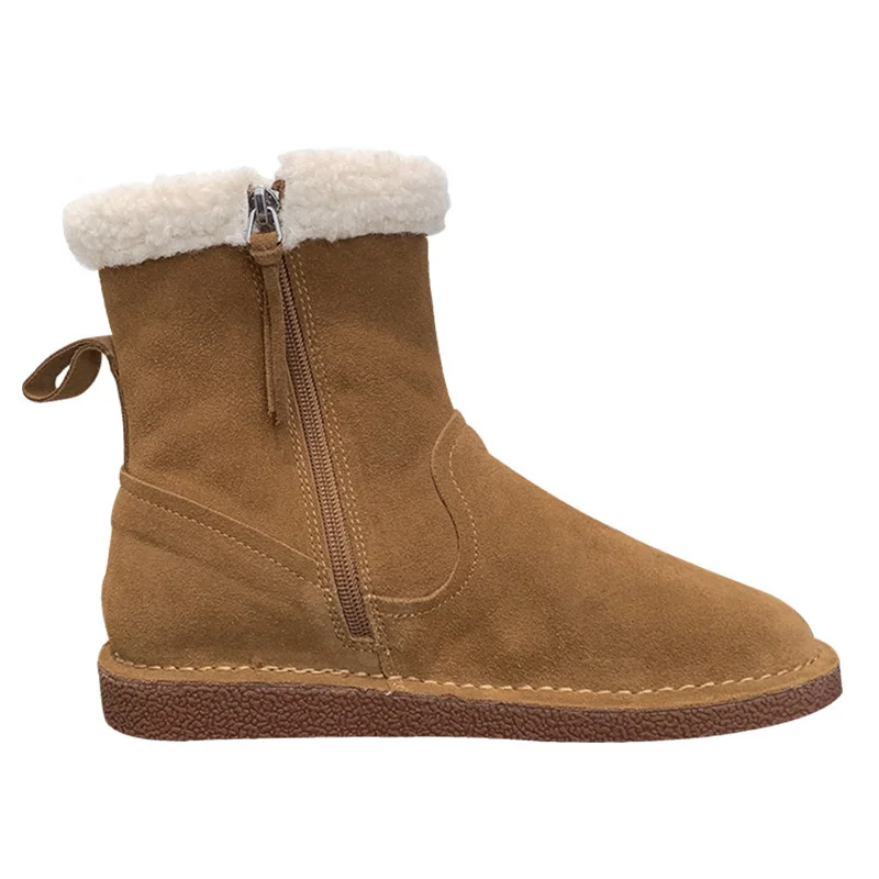 Wongn Wongn Preservation Small Warm Stove ~ Retro Flat Bottom Middle Tube Snow Boots Female 2023 New Winter Add Velvet Warm Cotton Shoes