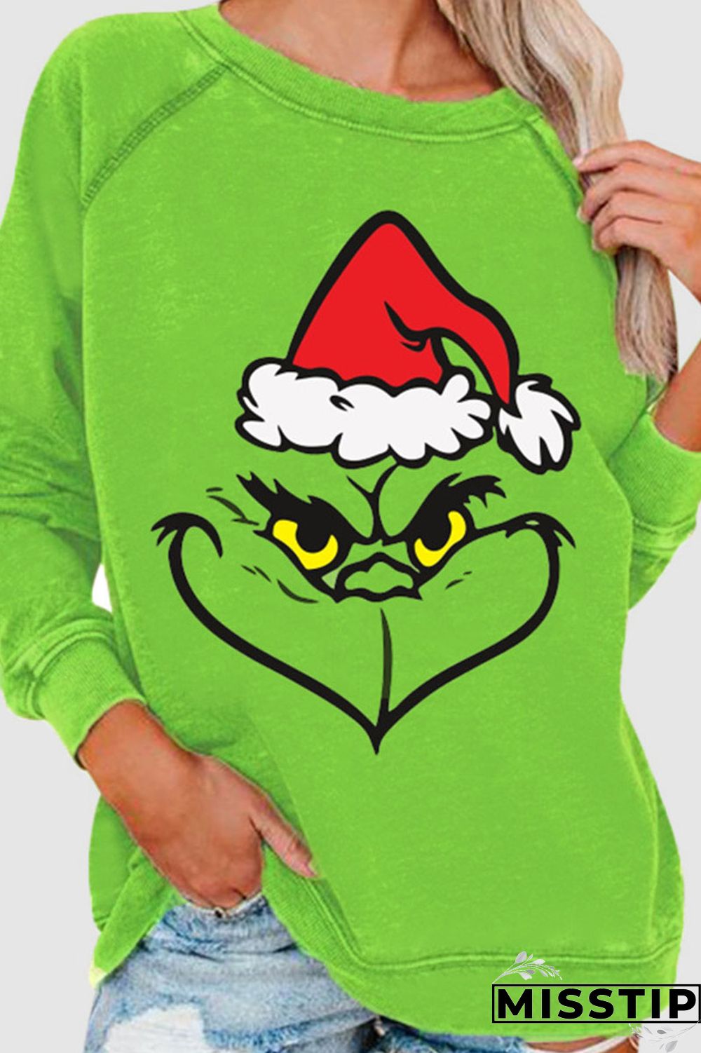 Cyan Green Casual Print Patchwork O Neck Tops