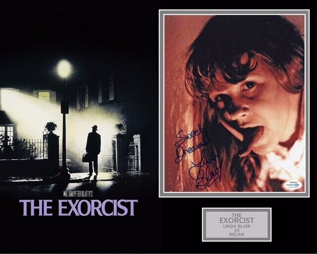 LINDA BLAIR SIGNED THE EXORCIST Photo Poster painting MOUNT UACC REG 242 ALSO ACOA CERTIFIED