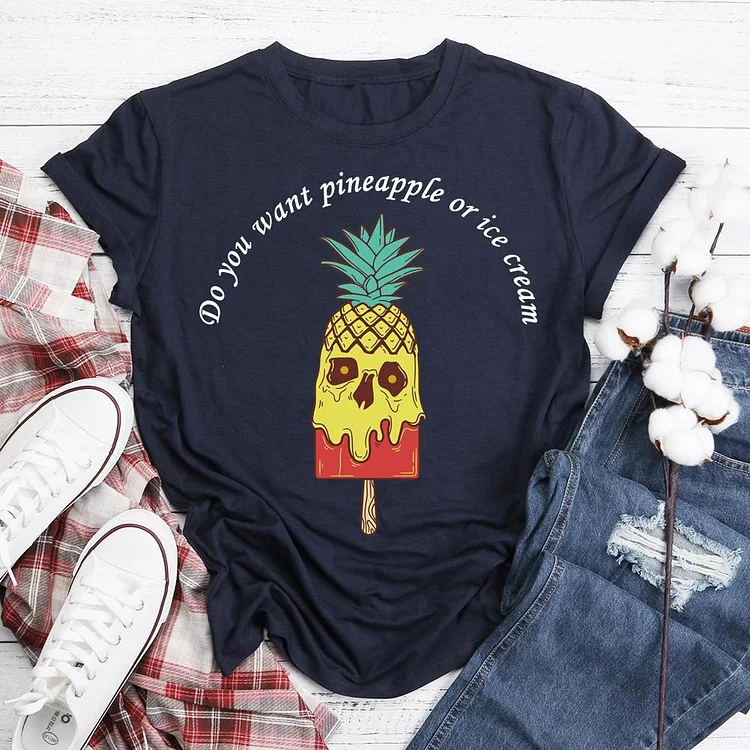 Funny Skull Do you want pineapple or ice cream? funny Skull  T-Shirt Tee-06094-Annaletters