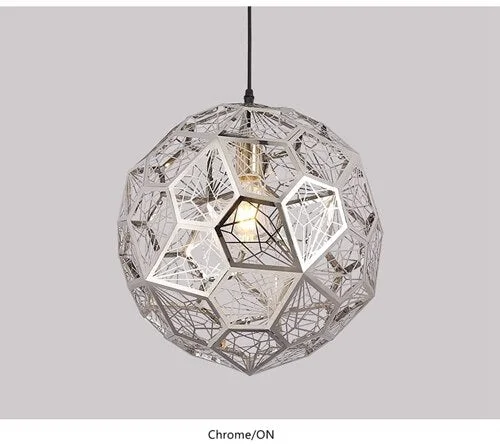 Modern Pendant Light Diamond Frame Shape Nordic Web Ball Hanging Lamp For Kitchen Living Room Shop Restaurant Bar Decor