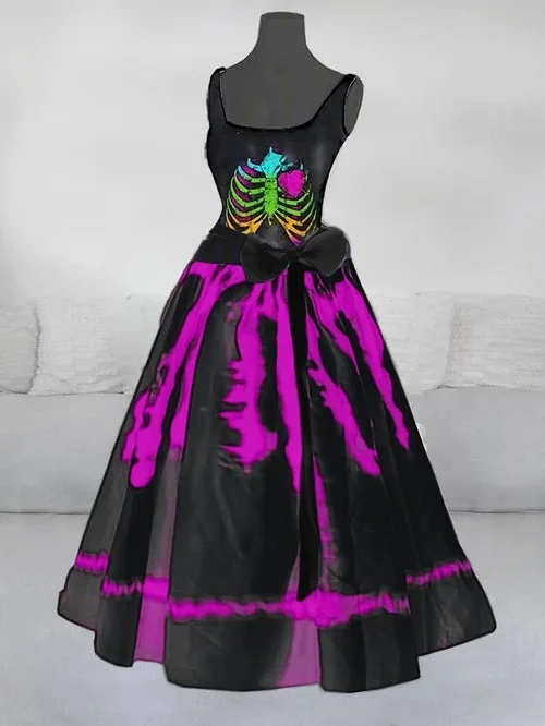Sleeveless Swing Skull Print Dress(Skirt without skirt support)