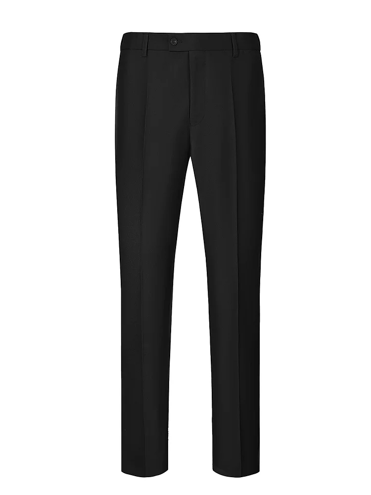 LiveZou Men's Modern Fit Dress Pants Black Suit Pants Flat Front