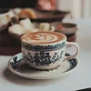 Vintage English Ceramic Coffee Cups and Saucers - Fairy Tale Couple Tableware