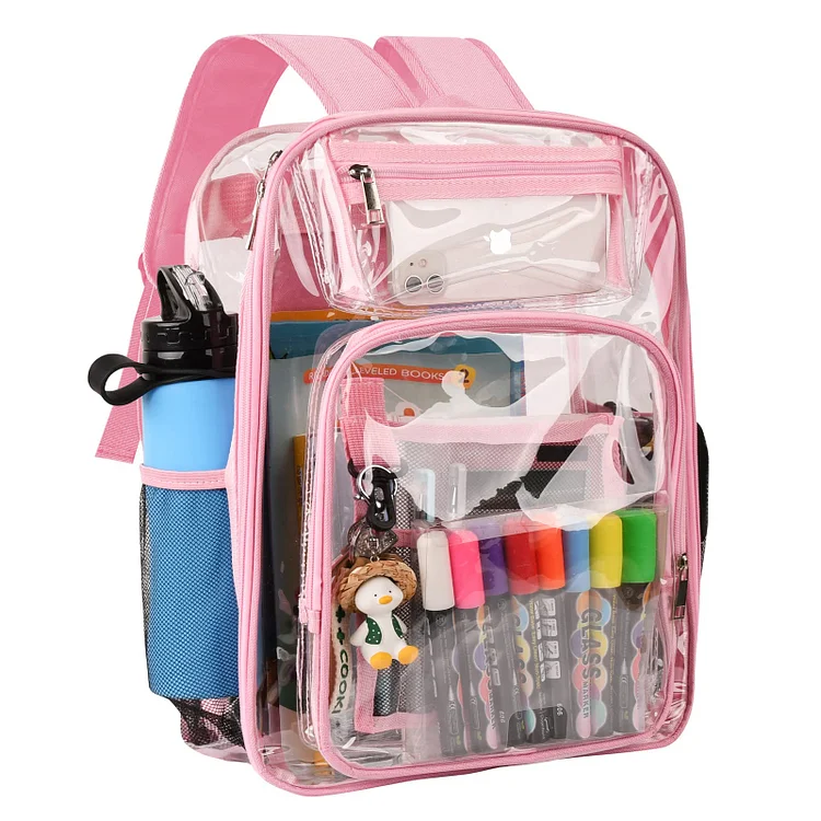 Clear Backpack, Heavy Duty PVC Transparent Backpack Stadium approved with Reinforced Strap School Bookbag for School, Workplace, Stadium, Travel, Security, Festival, College